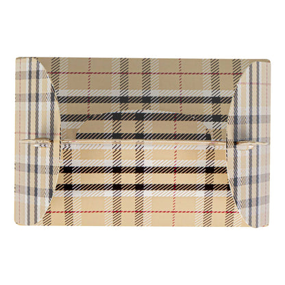 Bio Tek Plaid Paper Gable Box / Take Out Container - with Window - 4" x 2 1/2" x 2 1/2" - 25 count box
