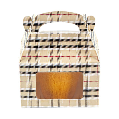 Bio Tek Plaid Paper Gable Box / Take Out Container - with Window - 4" x 2 1/2" x 2 1/2" - 100 count box