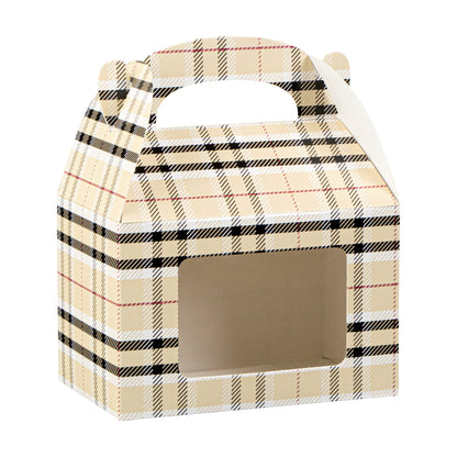 Bio Tek Plaid Paper Gable Box / Take Out Container - with Window - 4" x 2 1/2" x 2 1/2" - 100 count box
