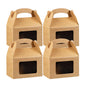 Bio Tek Kraft Paper Gable Box / Take Out Container - Greaseproof, with Window - 4" x 2 1/2" x 2 1/2" - 25 count box