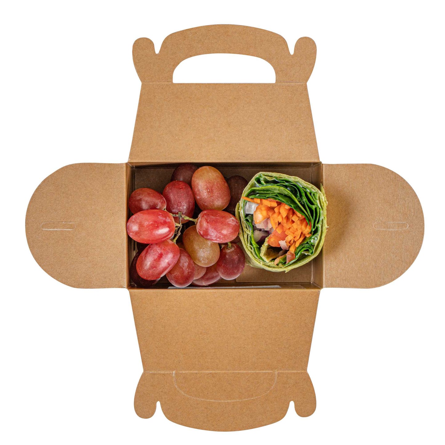 Bio Tek Kraft Paper Gable Box / Take Out Container - Greaseproof, with Window - 4" x 2 1/2" x 2 1/2" - 25 count box