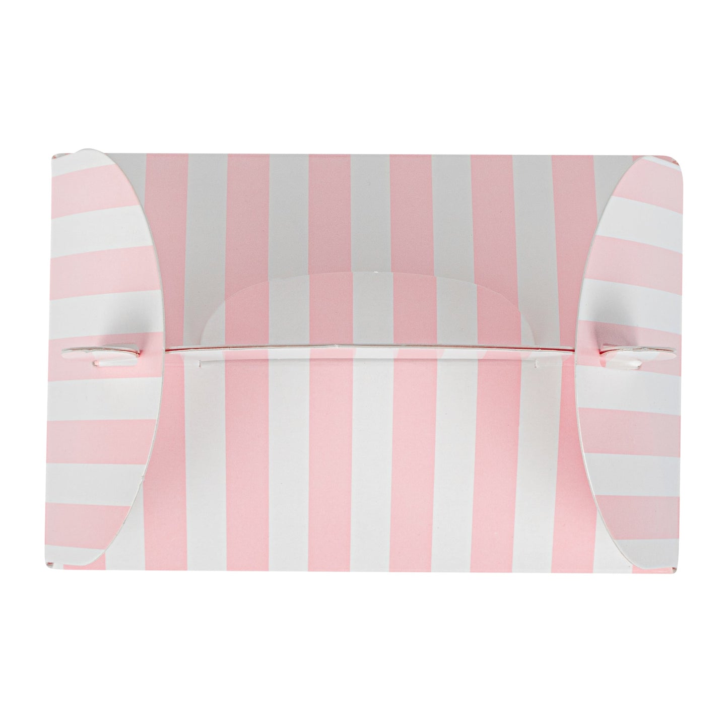Bio Tek Pink & White Stripe Paper Gable Box / Take Out Container - with Window - 4" x 2 1/2" x 2 1/2" - 100 count box
