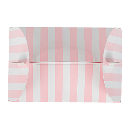 Bio Tek Pink & White Stripe Paper Gable Box / Take Out Container - with Window - 4" x 2 1/2" x 2 1/2" - 100 count box