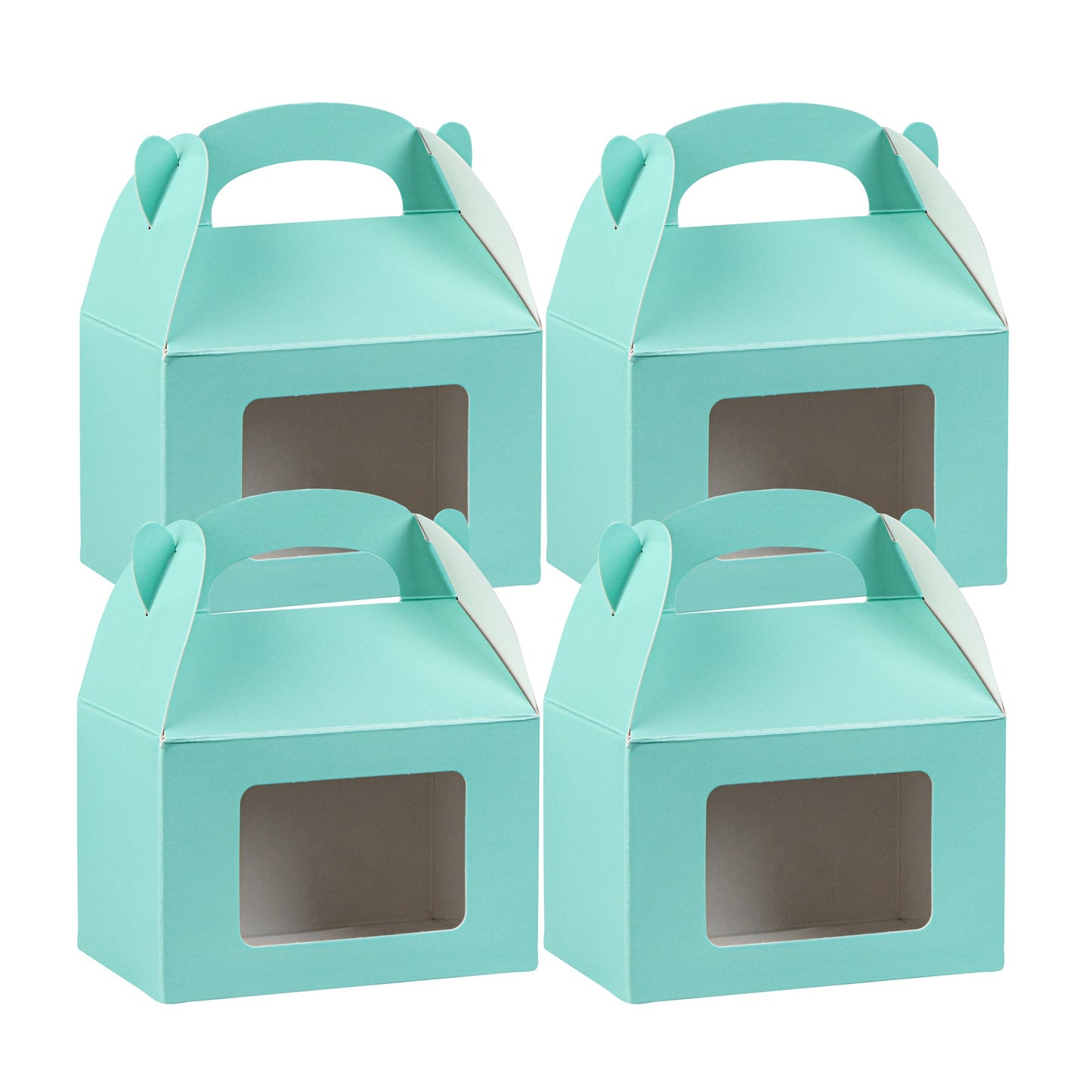 Bio Tek Turquoise Paper Gable Box / Take Out Container - with Window - 4" x 2 1/2" x 2 1/2" - 100 count box