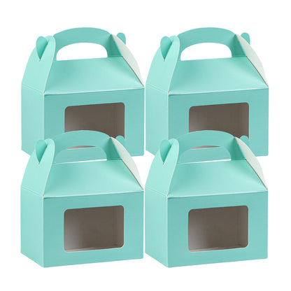 Bio Tek Turquoise Paper Gable Box / Take Out Container - with Window - 4" x 2 1/2" x 2 1/2" - 100 count box
