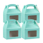 Bio Tek Turquoise Paper Gable Box / Take Out Container - with Window - 4" x 2 1/2" x 2 1/2" - 100 count box