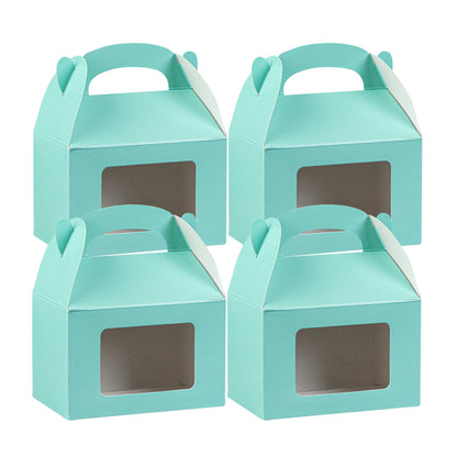 Bio Tek Turquoise Paper Gable Box / Take Out Container - with Window - 4" x 2 1/2" x 2 1/2" - 25 count box