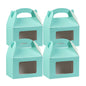 Bio Tek Turquoise Paper Gable Box / Take Out Container - with Window - 4" x 2 1/2" x 2 1/2" - 25 count box