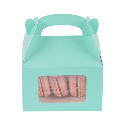 Bio Tek Turquoise Paper Gable Box / Take Out Container - with Window - 4" x 2 1/2" x 2 1/2" - 100 count box