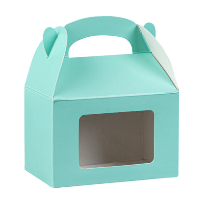 Bio Tek Turquoise Paper Gable Box / Take Out Container - with Window - 4" x 2 1/2" x 2 1/2" - 100 count box