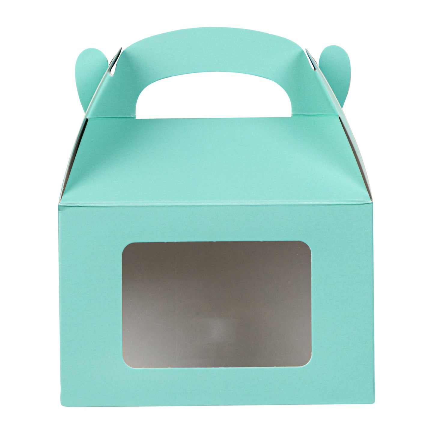 Bio Tek Turquoise Paper Gable Box / Take Out Container - with Window - 4" x 2 1/2" x 2 1/2" - 100 count box