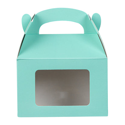 Bio Tek Turquoise Paper Gable Box / Take Out Container - with Window - 4" x 2 1/2" x 2 1/2" - 100 count box