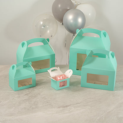 Bio Tek Turquoise Paper Gable Box / Take Out Container - with Window - 4" x 2 1/2" x 2 1/2" - 100 count box