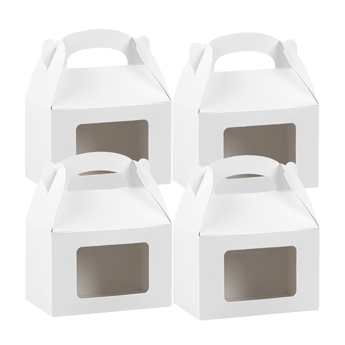 Bio Tek White Paper Gable Box / Take Out Container - Greaseproof, with Window - 4" x 2 1/2" x 2 1/2" - 100 count box