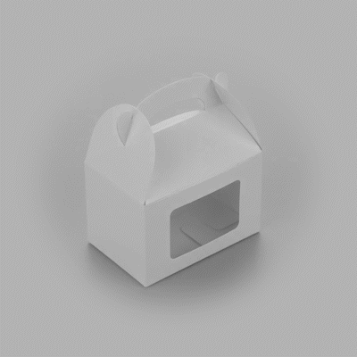 Bio Tek White Paper Gable Box / Take Out Container - Greaseproof, with Window - 4" x 2 1/2" x 2 1/2" - 25 count box