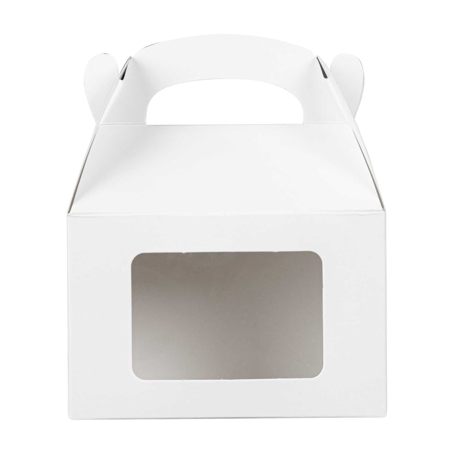 Bio Tek White Paper Gable Box / Take Out Container - Greaseproof, with Window - 4" x 2 1/2" x 2 1/2" - 25 count box