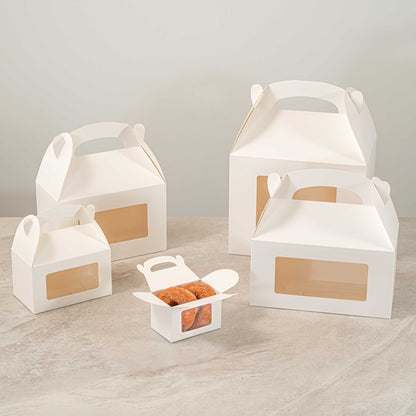 Bio Tek White Paper Gable Box / Take Out Container - Greaseproof, with Window - 4" x 2 1/2" x 2 1/2" - 25 count box