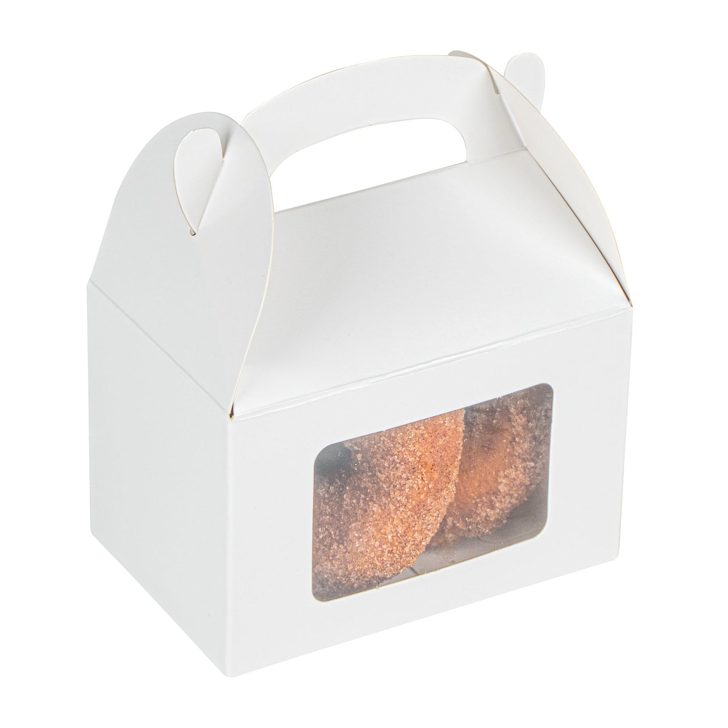 Bio Tek White Paper Gable Box / Take Out Container - Greaseproof, with Window - 4" x 2 1/2" x 2 1/2" - 100 count box