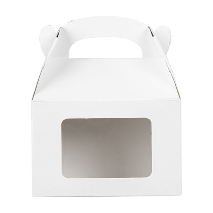 Bio Tek White Paper Gable Box / Take Out Container - Greaseproof, with Window - 4" x 2 1/2" x 2 1/2" - 100 count box