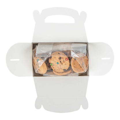 Bio Tek Black Paper Gable Box / Take Out Container - Greaseproof, with Window - 6" x 3 1/2" x 3 1/2" - 25 count box