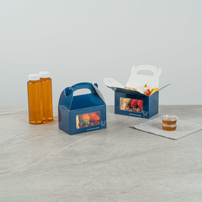 Bio Tek Frenchie Paper Gable Box / Take Out Container - with Window - 6" x 3 1/2" x 3 1/2" - 25 count box