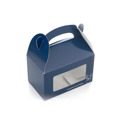 Bio Tek Frenchie Paper Gable Box / Take Out Container - with Window - 6" x 3 1/2" x 3 1/2" - 25 count box