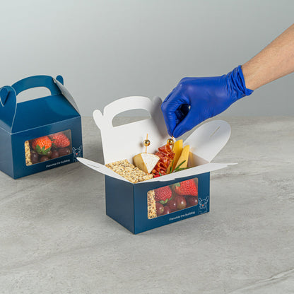 Bio Tek Frenchie Paper Gable Box / Take Out Container - with Window - 6" x 3 1/2" x 3 1/2" - 25 count box