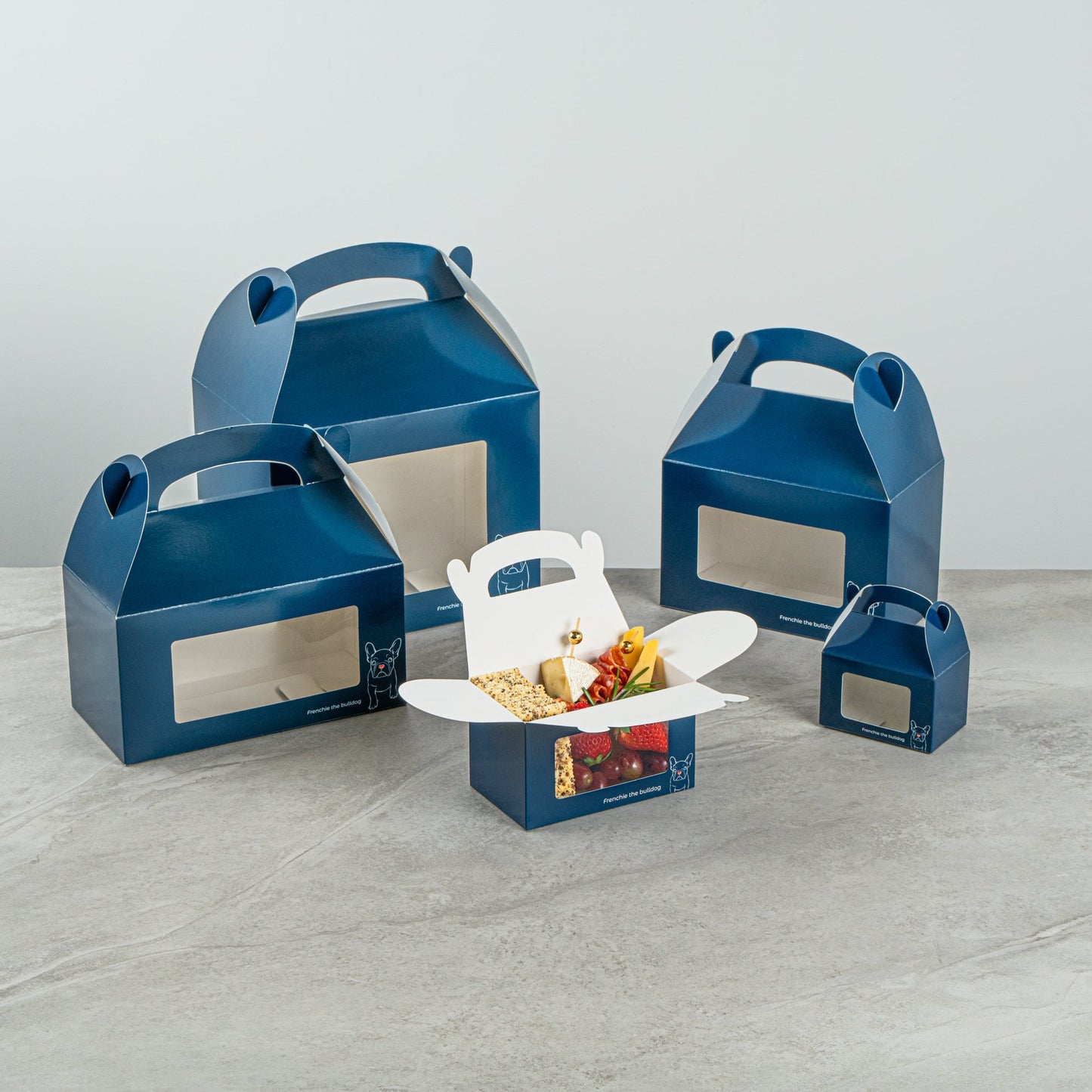 Bio Tek Frenchie Paper Gable Box / Take Out Container - with Window - 6" x 3 1/2" x 3 1/2" - 25 count box