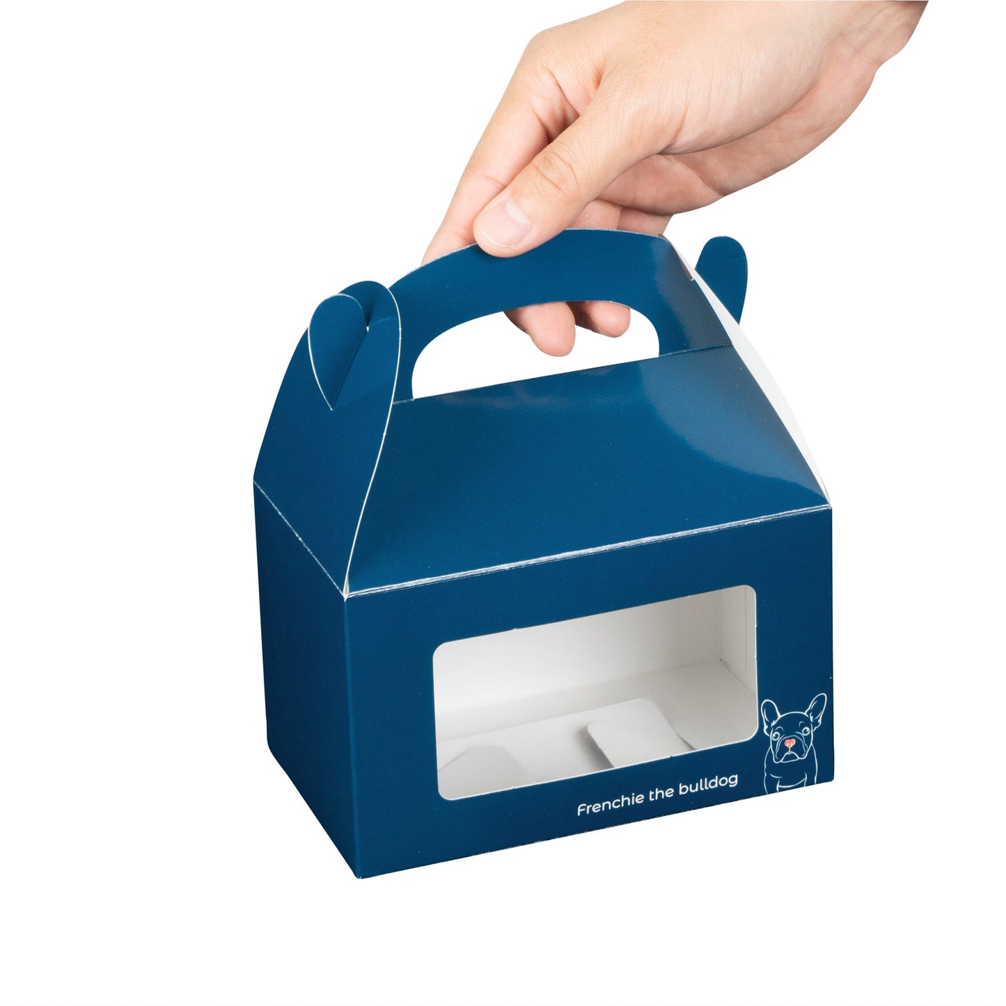 Bio Tek Frenchie Paper Gable Box / Take Out Container - with Window - 6" x 3 1/2" x 3 1/2" - 100 count box