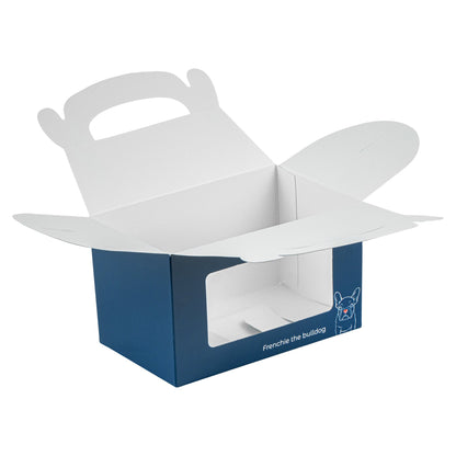 Bio Tek Frenchie Paper Gable Box / Take Out Container - with Window - 6" x 3 1/2" x 3 1/2" - 100 count box