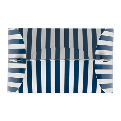 Bio Tek Blue & White Stripe Paper Gable Box / Take Out Container - with Window - 6" x 3 1/2" x 3 1/2" - 100 count box