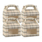 Bio Tek Plaid Paper Gable Box / Take Out Container - with Window - 6" x 3 1/2" x 3 1/2" - 25 count box