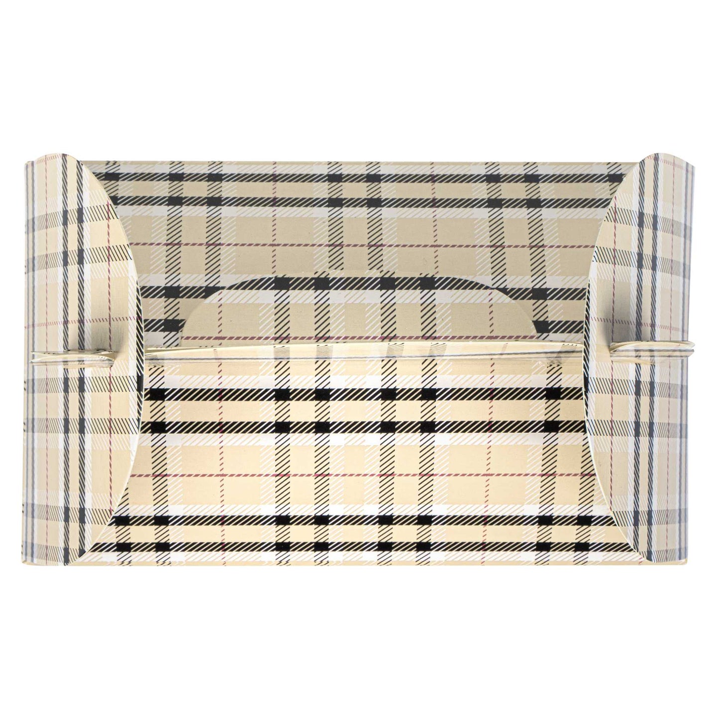 Bio Tek Plaid Paper Gable Box / Take Out Container - with Window - 6" x 3 1/2" x 3 1/2" - 25 count box