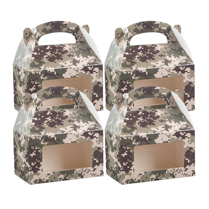 Bio Tek Camouflage Paper Gable Box / Take Out Container - with Window - 6" x 3 1/2" x 3 1/2" - 100 count box