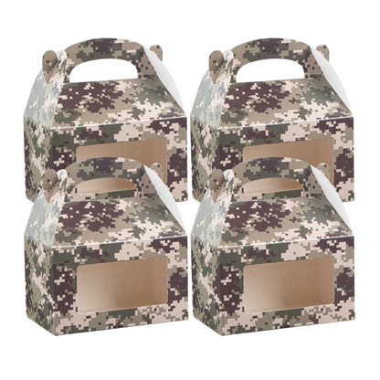 Bio Tek Camouflage Paper Gable Box / Take Out Container - with Window - 6" x 3 1/2" x 3 1/2" - 25 count box