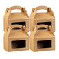 Bio Tek Kraft Paper Gable Box / Take Out Container - Greaseproof, with Window - 6" x 3 1/2" x 3 1/2" - 100 count box