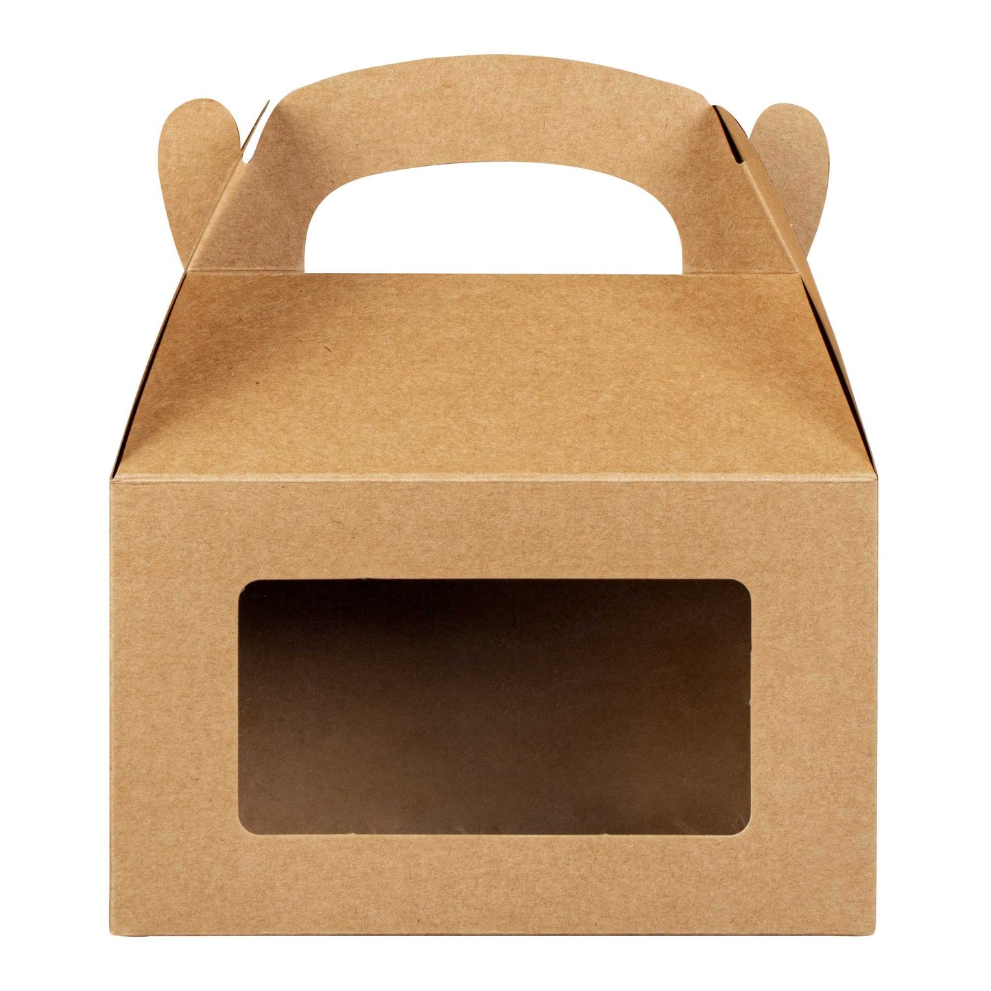 Bio Tek Kraft Paper Gable Box / Take Out Container - Greaseproof, with Window - 6" x 3 1/2" x 3 1/2" - 25 count box