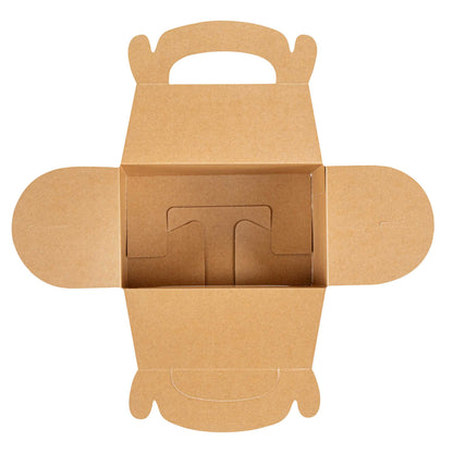 Bio Tek Kraft Paper Gable Box / Take Out Container - Greaseproof, with Window - 6" x 3 1/2" x 3 1/2" - 25 count box