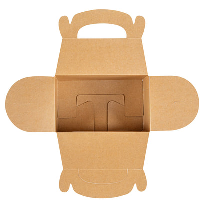 Bio Tek Kraft Paper Gable Box / Take Out Container - Greaseproof, with Window - 6" x 3 1/2" x 3 1/2" - 100 count box