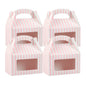 Bio Tek Pink and White Stripe Paper Gable Box / Take Out Container - with Window - 6" x 3 1/2" x 3 1/2" - 100 count box