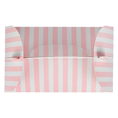 Bio Tek Pink and White Stripe Paper Gable Box / Take Out Container - with Window - 6" x 3 1/2" x 3 1/2" - 100 count box
