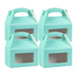 Bio Tek Turquoise Paper Gable Box / Take Out Container - with Window - 6" x 3 1/2" x 3 1/2" - 25 count box