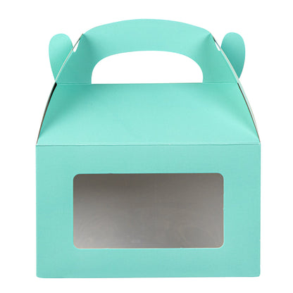 Bio Tek Turquoise Paper Gable Box / Take Out Container - with Window - 6" x 3 1/2" x 3 1/2" - 100 count box