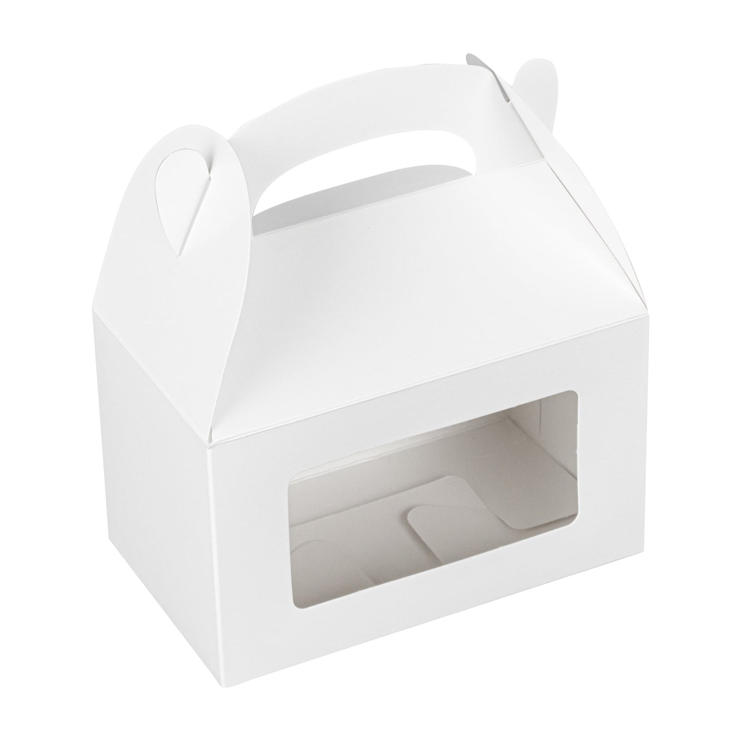 Bio Tek White Paper Gable Box / Take Out Container - Greaseproof, with Window - 6" x 3 1/2" x 3 1/2" - 100 count box