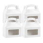 Bio Tek White Paper Gable Box / Take Out Container - Greaseproof, with Window - 6" x 3 1/2" x 3 1/2" - 100 count box