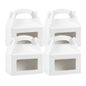 Bio Tek White Paper Gable Box / Take Out Container - Greaseproof, with Window - 6" x 3 1/2" x 3 1/2" - 25 count box