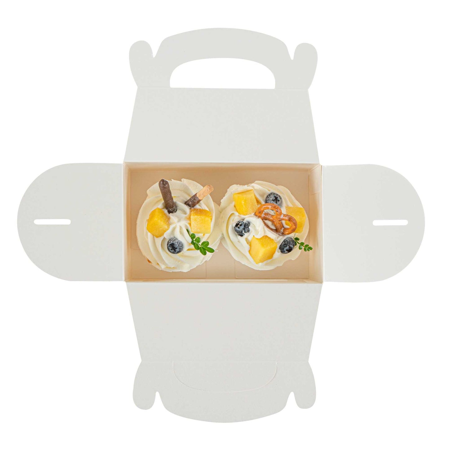 Bio Tek White Paper Gable Box / Take Out Container - Greaseproof, with Window - 6" x 3 1/2" x 3 1/2" - 25 count box