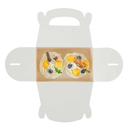 Bio Tek White Paper Gable Box / Take Out Container - Greaseproof, with Window - 6" x 3 1/2" x 3 1/2" - 25 count box