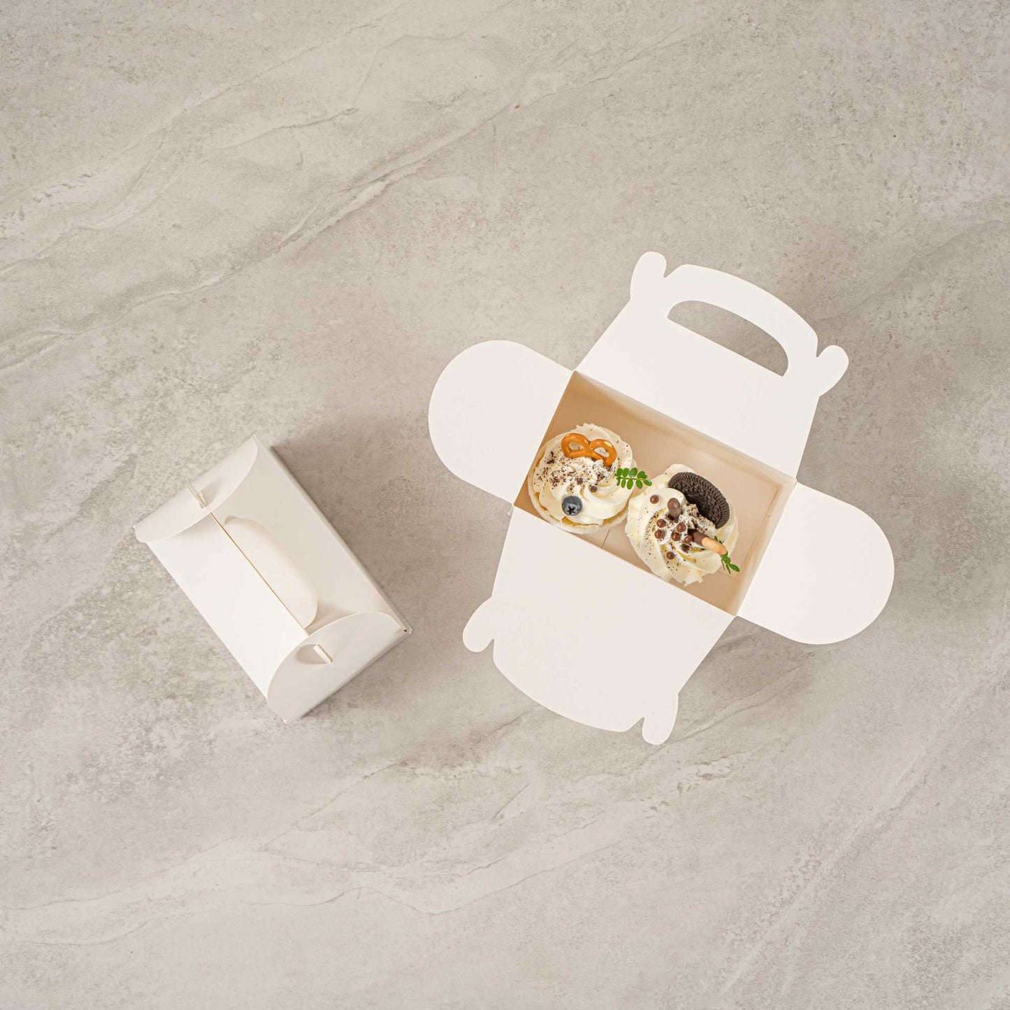 Bio Tek White Paper Gable Box / Take Out Container - Greaseproof, with Window - 6" x 3 1/2" x 3 1/2" - 25 count box
