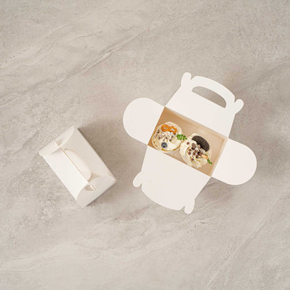 Bio Tek White Paper Gable Box / Take Out Container - Greaseproof, with Window - 6" x 3 1/2" x 3 1/2" - 25 count box